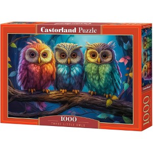 1000 Piece Jigsaw Puzzle, Three Little Owls, Animal Puzzles, Colorful birds, Adult Puzzle, Castorland C-105175-2 - 1 of 4