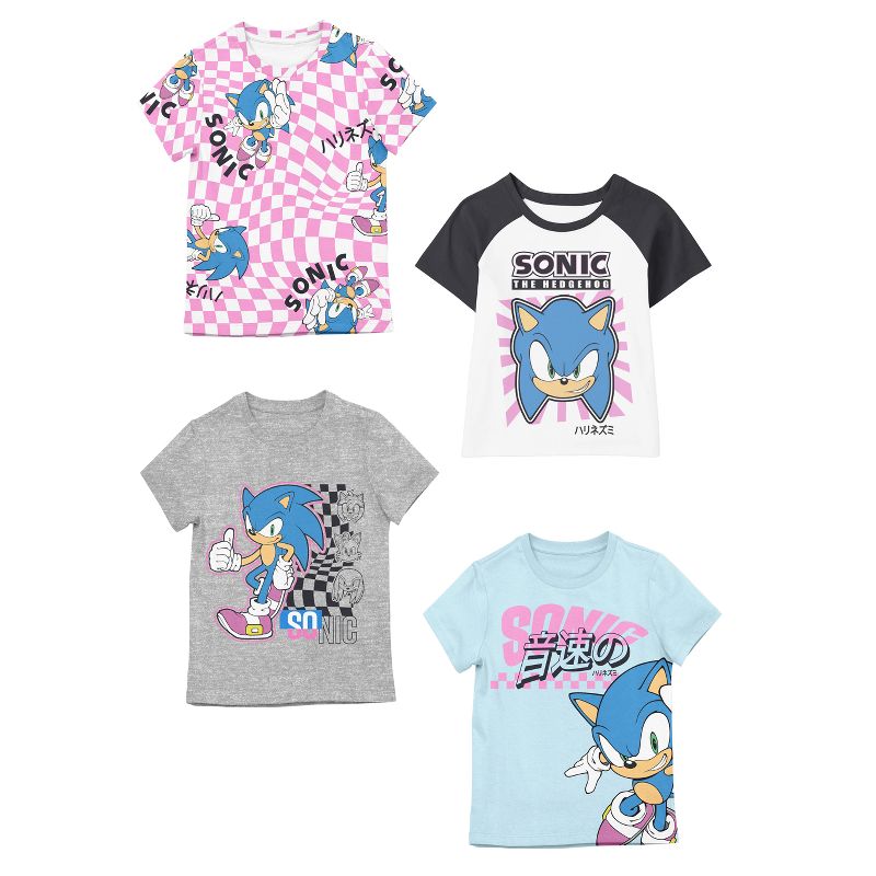 Sonic The Hedgehog Sonic Checkers 4-Pack Youth Girls Tees, 1 of 6