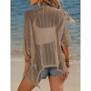 Womens Short Sleeve Cardigan Beach Cover Up Hollow-Out Sweater Cardigan Batswing Sleeve Cover Up Lightweight Cardigan - 2 of 4