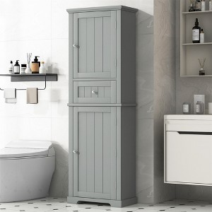 67'' Tall Bathroom Storage Cabinet, Wood Freestanding Storage Cabinet With Drawer, Narrow Cabinet Organizer for Bathroom Kitchen Living Room - 1 of 4