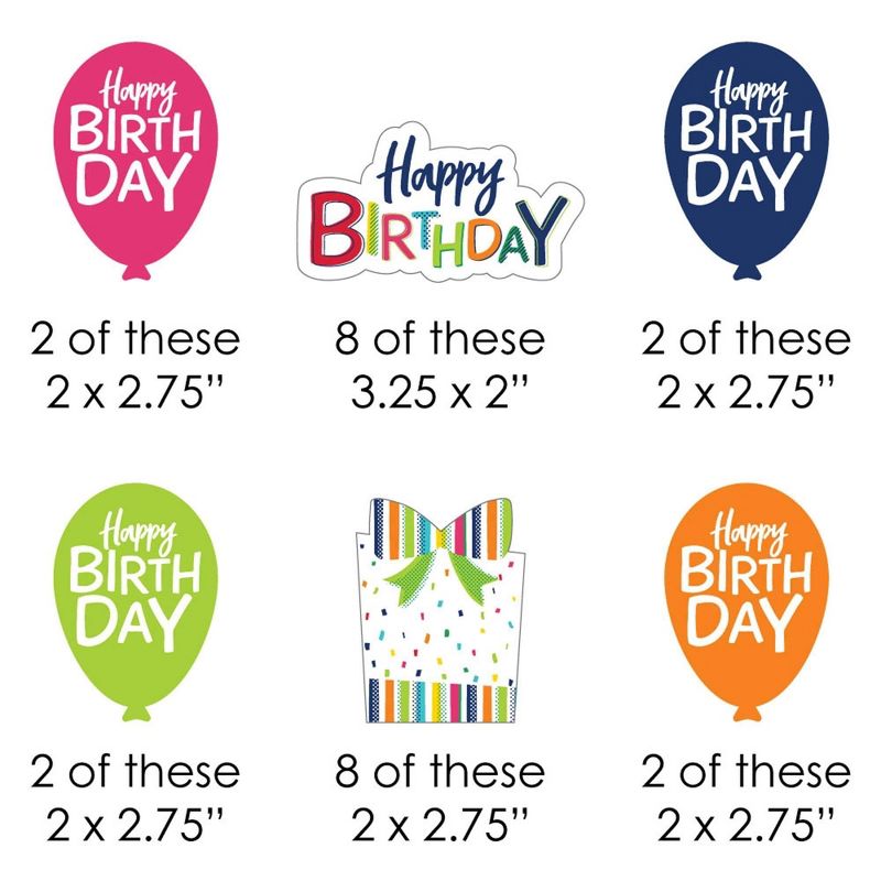 Big Dot of Happiness Cheerful Happy Birthday - Paper Straw Decor - Colorful Birthday Party Striped Decorative Straws - Set of 24, 2 of 7