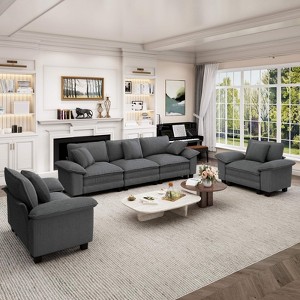 Captiva Designs Cloud Modular 5PC Sectional Sofa Set, Deep Seat Couch for Living Room, Corduroy & Chenille Fabric - 1 of 4