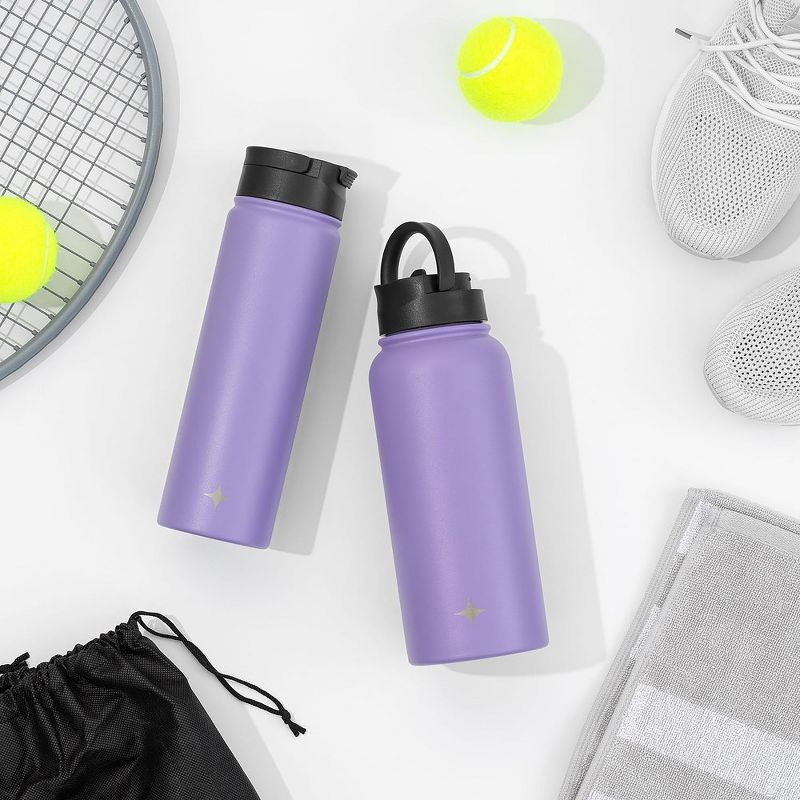 JoyJolt Vacuum Insulated Water Bottle with Flip Lid & Sport Straw Lid - 32 oz Large Hot/Cold Vacuum Insulated Stainless Steel Bottle, 3 of 12