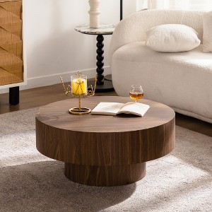 Modern Round Coffee Table with Sleek Finish, Mid-Century Accent Table for Apartment, Small Living Room, or Office – The Pop Home - 1 of 4