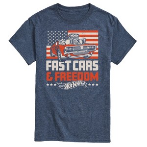 Men's Hot Wheels Fast Cars And Freedom Short Sleeve Graphic T-Shirt - Heather Blue - X-Large - 1 of 4