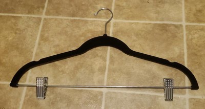Shop'M Non Slip Velvet Clothing Hangers with Pants Clips, 20 Pack