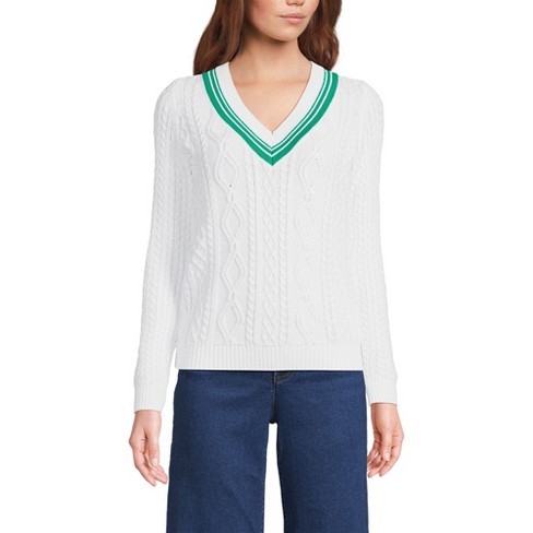 Lands' End Women's Drifter Cable V-Neck Sweater - image 1 of 4