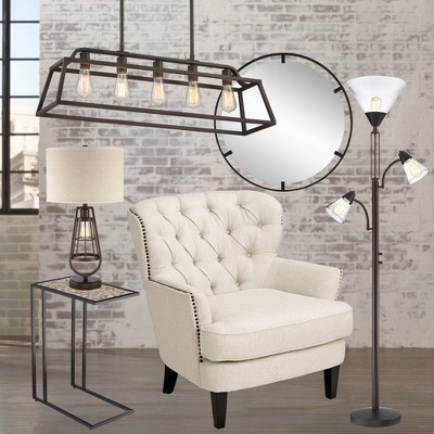 Starbird Round Black Metal Openwork Wall Mirror 34"