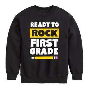 Boys' - Instant Message - Ready To Rock First Grade Graphic Long Sleeve Fleece Sweatshirt - 1 of 4