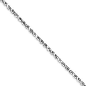 Black Bow Jewelry 2mm, 14k White Gold, Diamond Cut Solid Rope Chain Necklace - 1 of 4