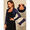 INSPIRE CHIC Women's Elegant Sheer Mesh Long Sleeve Ruffle Collar Crop Bolero - 2 of 4