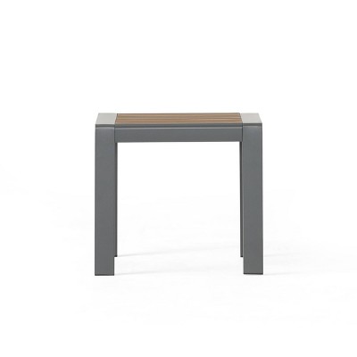 Davos Outdoor Aluminum Side Table - Gray/Brown - Christopher Knight Home