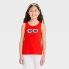 Girls' Flip Sequin 4th of July 'Sunglasses' Tank Top - Cat & Jack™ Red - 2 of 4