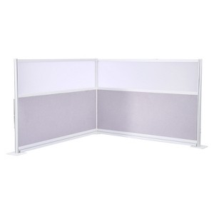 VEVOR Office Divider Privacy Partitions, 2-Pack, 72" x 48" Room Divider Walls, PET Workstation Cubicle Partition with Frosted Acrylic Windows,Gray - 1 of 4