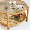 Mshliw Rattan Coffee Table with Glass Top,2-Tier Round Bamboo Coffee Table with PVC Rattan Storage Shelf,Modern Coffee Table for Living Room - 3 of 4