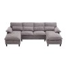 U-Shaped Modular Sectional Sofa with Chaise Lounge, Terrycloth Upholstery, 4-Seater - 3 of 4