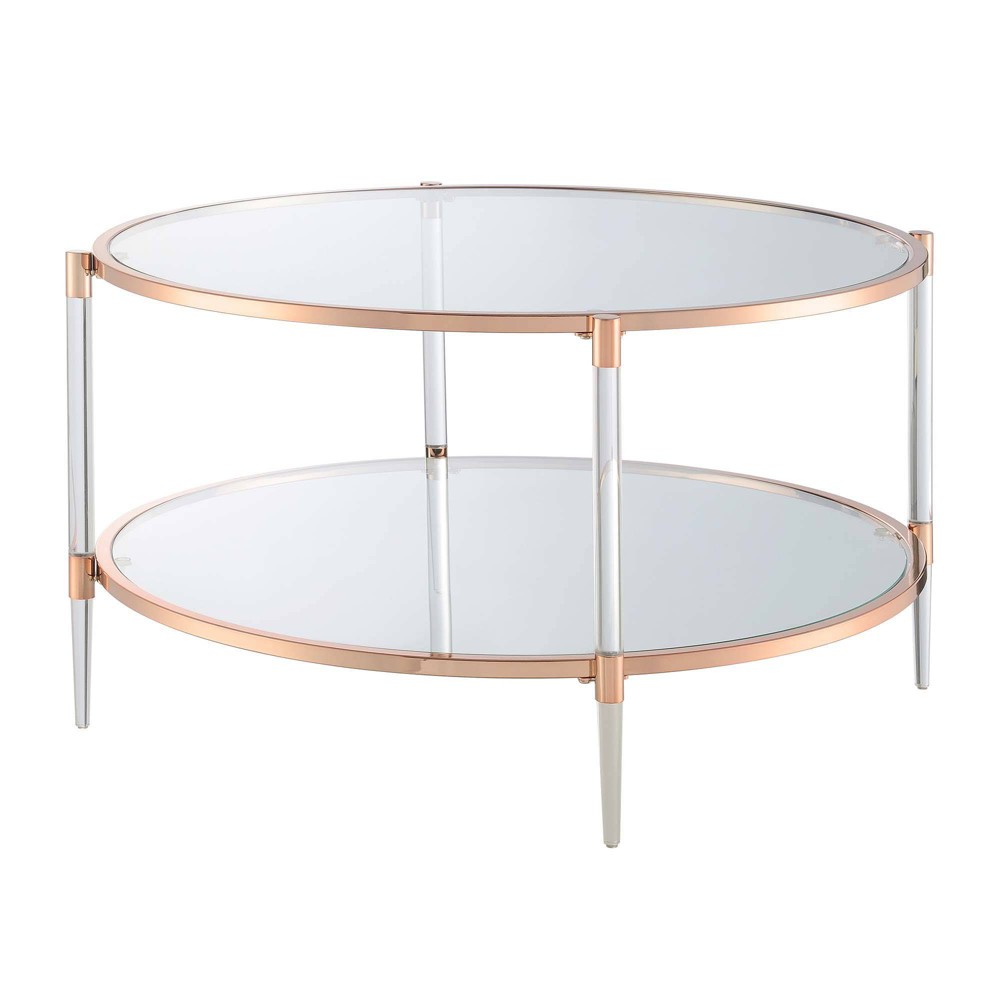 Photos - Dining Table Royal Crest 2 Tier Acrylic Glass Coffee Table Rose Gold/Glass - Breighton