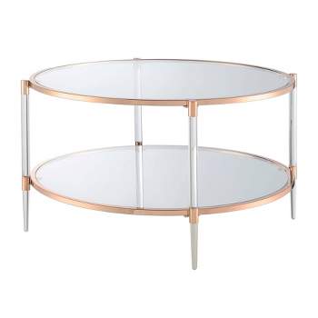 Royal Crest 2 Tier Acrylic Glass Coffee Table Rose Gold/Glass - Breighton Home