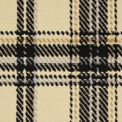 Handmade Cream & Black Plaid 5' x 7' Synthetic Area Rug