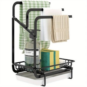 MaseiKar Sink Caddy Sponge Holder, Stainless Steel Kitchen Sink Organizer for Dish Rag Soap Brush,Dishcloth Holder with Drain Pan - 1 of 4