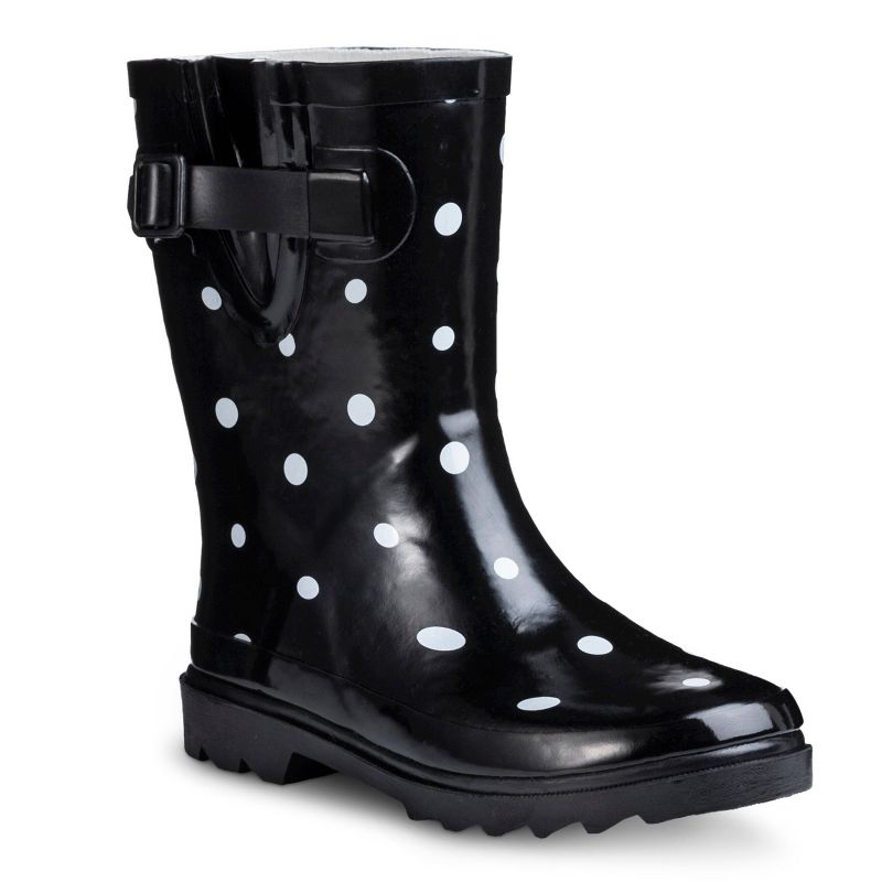 Girls' Novel Dot Rain Boots - Black 2, 1 of 4
