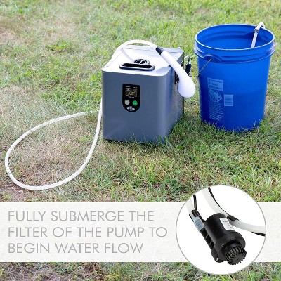 Compact Gray Portable Propane Water Heater with Shower Pump