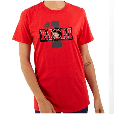 Women's Betty Boop Number 1 Mom Mother's Day Graphic T Shirt Brisco Apparel Tee