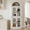 Arched Bookshelf with Doors, 71.4" Tall Farmhouse Bookcase, 15.8" Deep Wooden Display Cabinet with Storage Shelves - 3 of 4