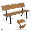 Sunnydaze European Chestnut Patio Bench with Powder-Coated Steel Frame - 59" W x 21" D x 33.75" H - image 3 of 4