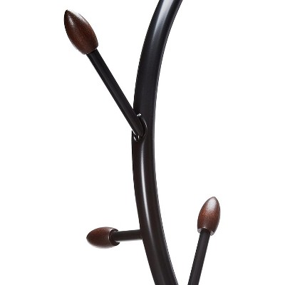 Black Metal and Walnut Wood Tree-Like Coat Rack Stand