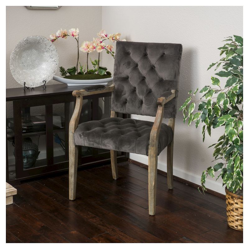 Saltillo New Velvet Arm Dining Chair - Charcoal - Christopher Knight Home, 3 of 6