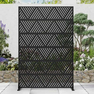 SpassWay 72"H x 47"W Outdoor Metal Garden Trellis Privacy Screen Lattice Panel Indoor Room Divider In Gray
