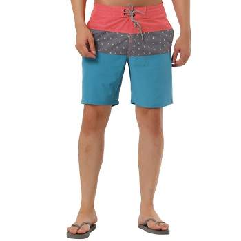 TATT 21 Men's Summer Casual Drawstring Color Block Printed Swim Board Shorts