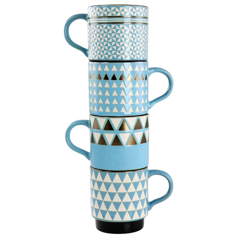 Mr. Coffee Prime Valley 4 Piece 15 Ounce Stackable Coffee Mug Set in Assorted Designs, 3 of 9