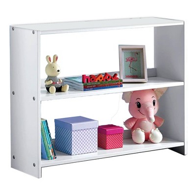 27.5" 2 Shelf Wooden Bookshelf with Side Panel Support White - Benzara