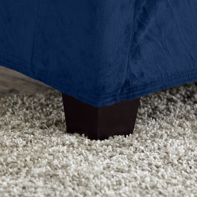 Dark Denim Blue Velvet Plush Stretch Recliner Slipcover