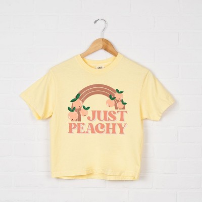 Simply Sage Market Women's Just Peachy Rainbow Short Sleeve Relaxed Fit Cropped Tee