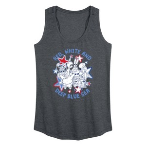 Women's - SpongeBob SquarePants - Red, White Deep Blue Sea Graphic Racerback Tank - 1 of 4