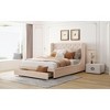 Okak Queen Size Velvet Platform Bed Frame with Big Storage Drawer Upholstered Modern Bed with Wingback Headboard Easy to Assemble, Beige - 2 of 4
