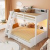 Twin over Full Bunk Bed with Storage, LED Lights & Charging Station, Wood Bunked Bed Beside Shelves for Kids & Teens - 4 of 4