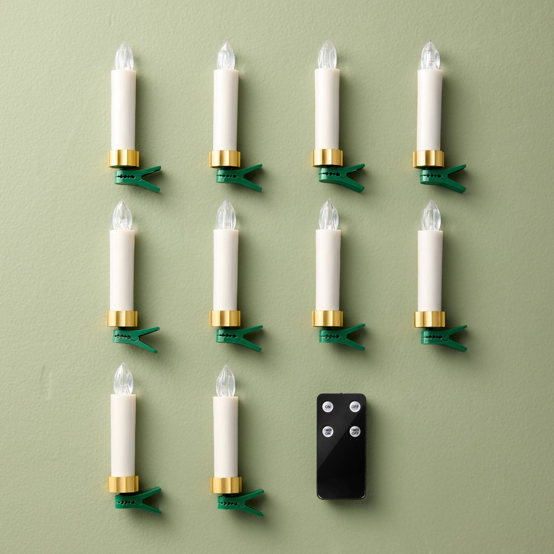 10ct 4.88" Christmas Tree Taper Flameless Candles Brass - Hearth & Hand™ with Magnolia