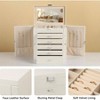 Large Jewelry Box, 6 - Tier PU Leather Organizer with Mirror and 5 Drawers for Necklaces, Bracelets, Watches White - 3 of 4