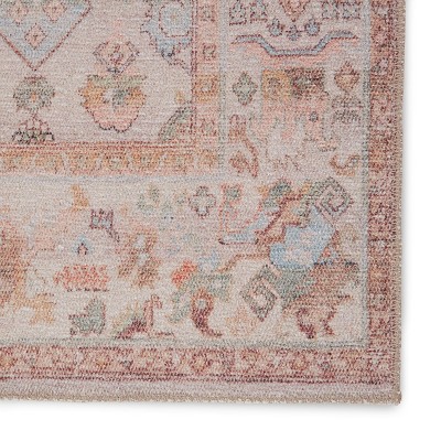 Blush and Cream Oriental Synthetic Area Rug