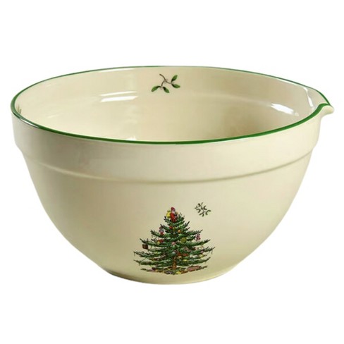 Red & White Holiday Ceramic Batter Bowl