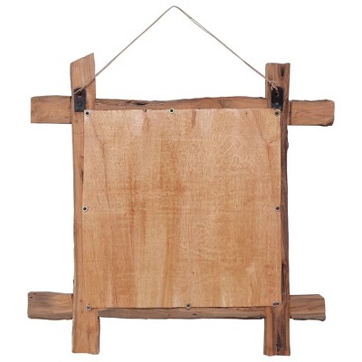 Rustic Square Natural Reclaimed Wood Log Mirror
