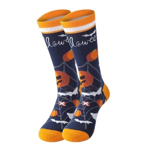 Anna-Kaci 2 Pairs Women's Cotton Halloween Socks Fun Festive Holiday Patterns - 1 of 3