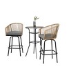 3Pcs Outdoor Bar Set, Patio Bar Table And Chairs Set, Bar Height Patio Set With 2 Swivel Bar Chairs And Round Bar Table-Cuddlewood - 2 of 4