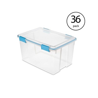 Sterilite 54 Quart Gasket Box Set in Clear with Blue Latches (36 Pack)