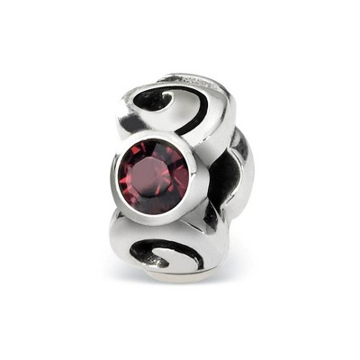 Black Bow Jewelry Sterling Silver June Crystal Birthstone, 3-Stone Bead Charm
