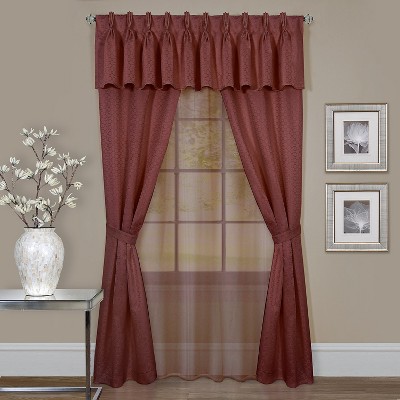 Kate Aurora Complete 6 Piece Attached Custom Jacquard & Sheer Window Curtain Set